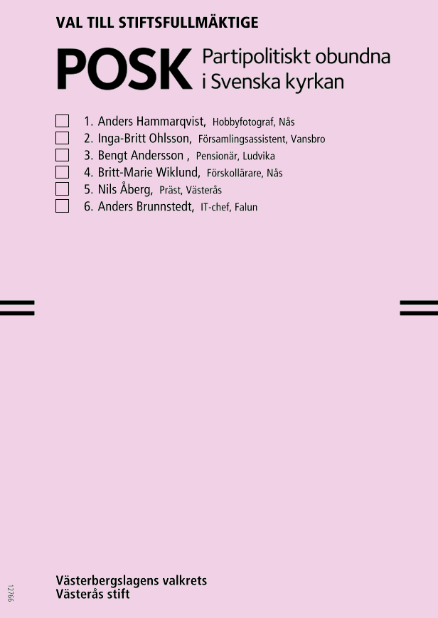 Stiftsfullmäktige - Västerbergslagens valkrets